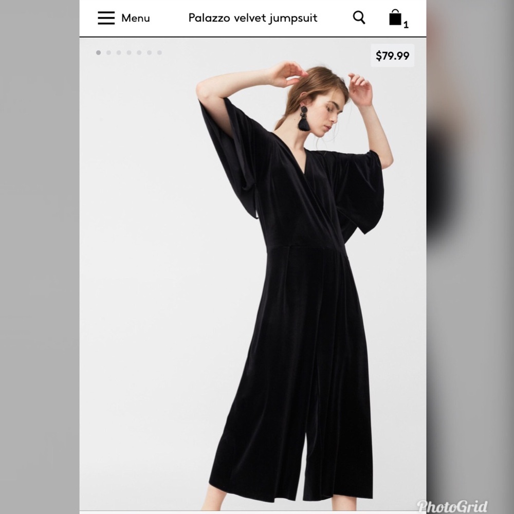 Mango Palazzo Velvet Jumpsuit
